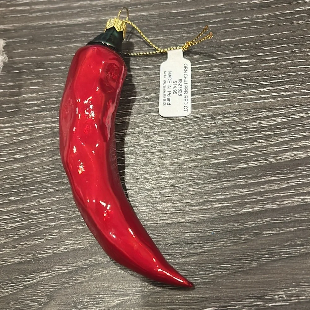 Sur La Table Red Chile Pepper Glass Ornament